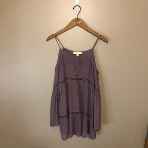 Purple Boho Cold Shoulder Top w/ Bell Sleeves